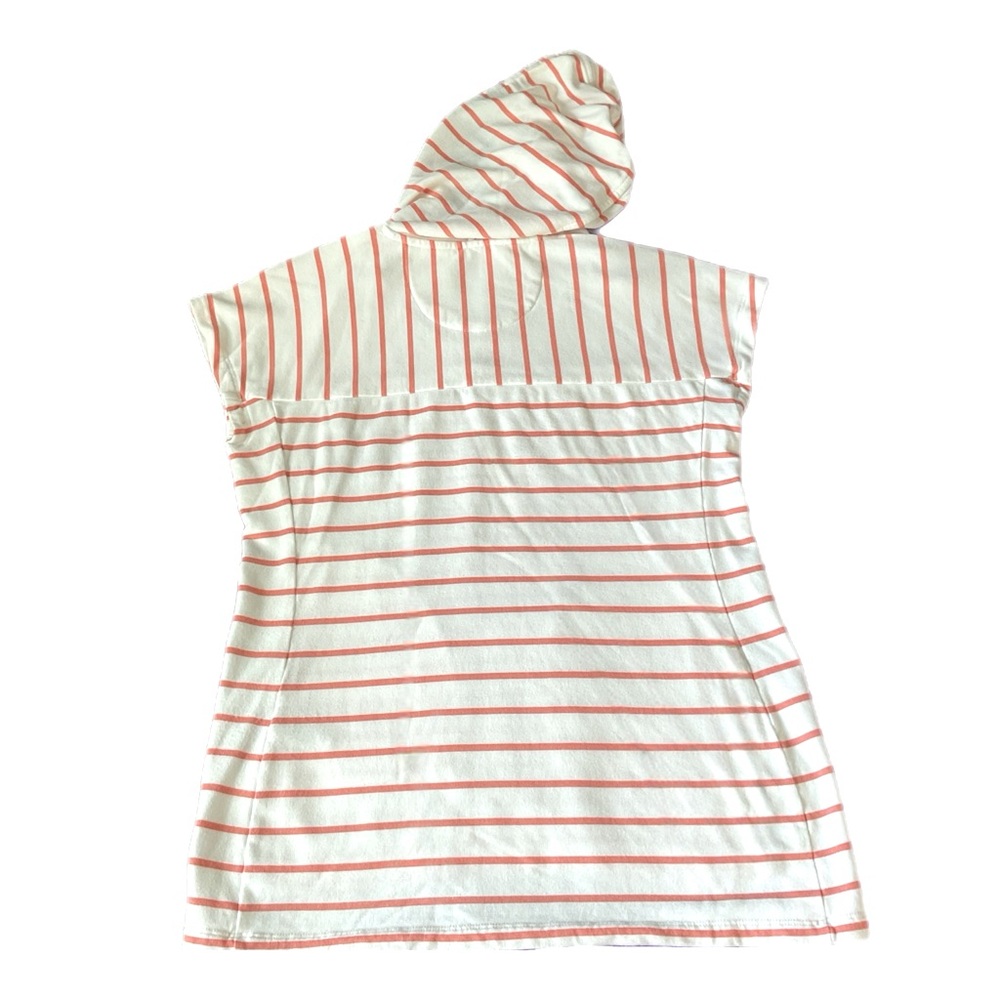 Talbots XSm Orange White Striped Hoodie French Pockets Drawstring Very Soft - Picture 2 of 10